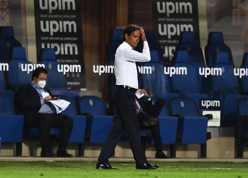 Lazio Simone Inzaghi watches the match from the touchline. Getty Images