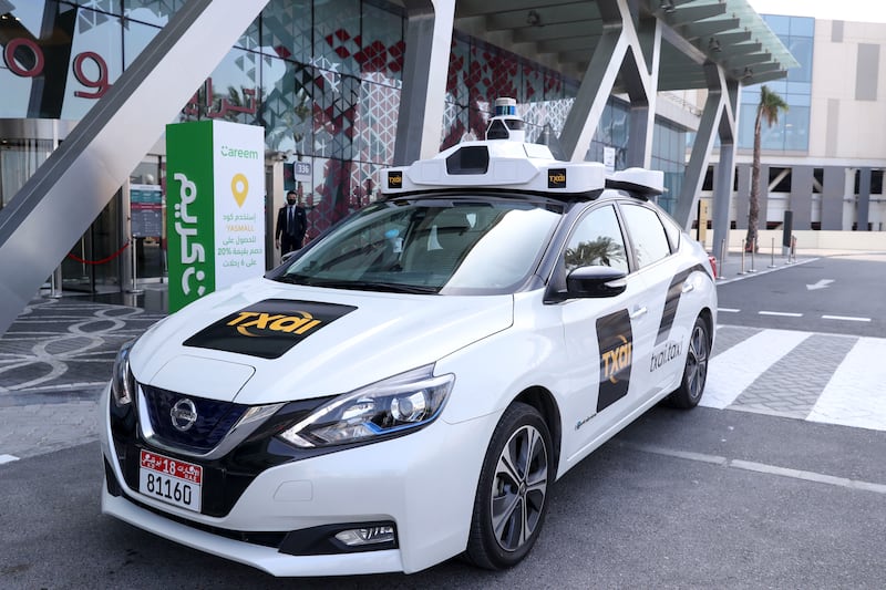 The UAE's first fully autonomous taxi is being trialled on Yas Island. All photos: Khushnum Bhandari / The National