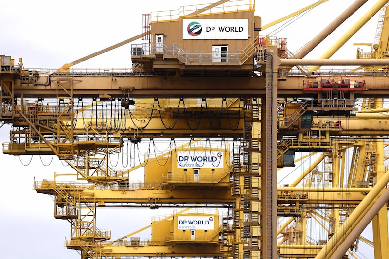DP World's terminal at Port Botany in Sydney. The company manages almost 40 per cent of goods flowing in and out of Australia. AFP