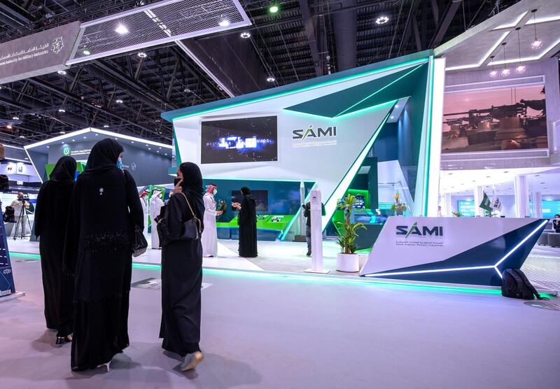 Abu Dhabi, United Arab Emirates, February 21, 2021.  Idex 2021 Day 1.
Sami stand.  Saudi Arabia Military Imdustries.
Victor Besa / The National
Section:  NA
Reporter:  Deena Kamel