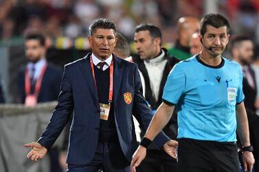 epa07921005 Head coach of Bulgaria Krasimir Balakov (L) reacts during the UEFA EURO 2020 qualifying group A soccer match between Bulgaria and England, in Sofia, Bulgaria 14 October 2019. EPA/GEORGI LICOVSKI