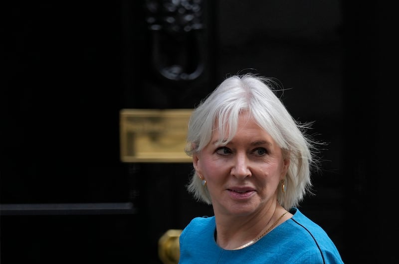 Nadine Dorries outside 10 Downing Street. Her resignation was announced 78 days earlier when she said she would step down with “immediate effect”. AP