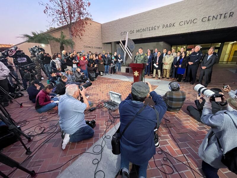 Los Angeles County Sheriff Robert Luna talks to the media after the shooting. Reuters