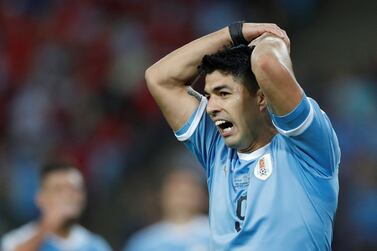 epa07671762 Luis Suarez of Uruguay reacts during the Copa America 2019 Group C soccer match between Chile and Uruguay, at the Maracana Stadium in Rio de Janeiro, Brazil, 24 June 2019. EPA/FERNANDO MAIA