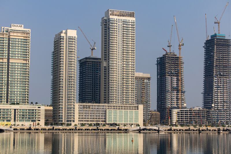 Residential towers, developed by Emaar Properties PJSC, in the Dubai Harbour district in Dubai, United Arab Emirates, on Wednesday, Sept.  28, 2022.  The emirate’s prime real-estate prices surged 70. 3% over the 12 months through September, making it the biggest gainer on Knight Frank’s global index, which focuses on a city’s most desirable and expensive homes. Photographer: Christopher Pike / Bloomberg