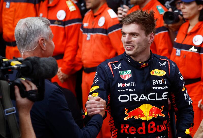 Red Bull's Max Verstappen celebrates after winning the Monaco Grand Prix. Reuters