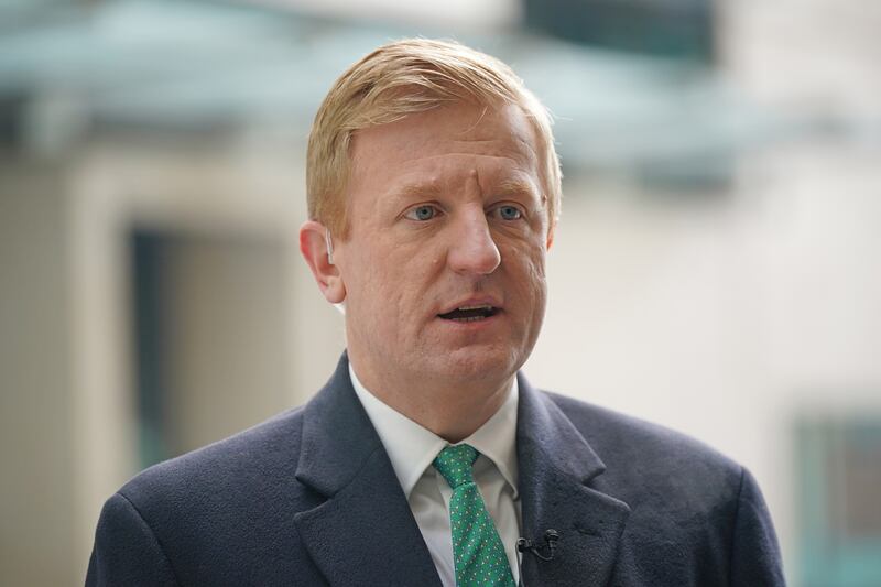 Deputy Prime Minister Oliver Dowden arrives at BBC Broadcasting House in London on February 25. PA
