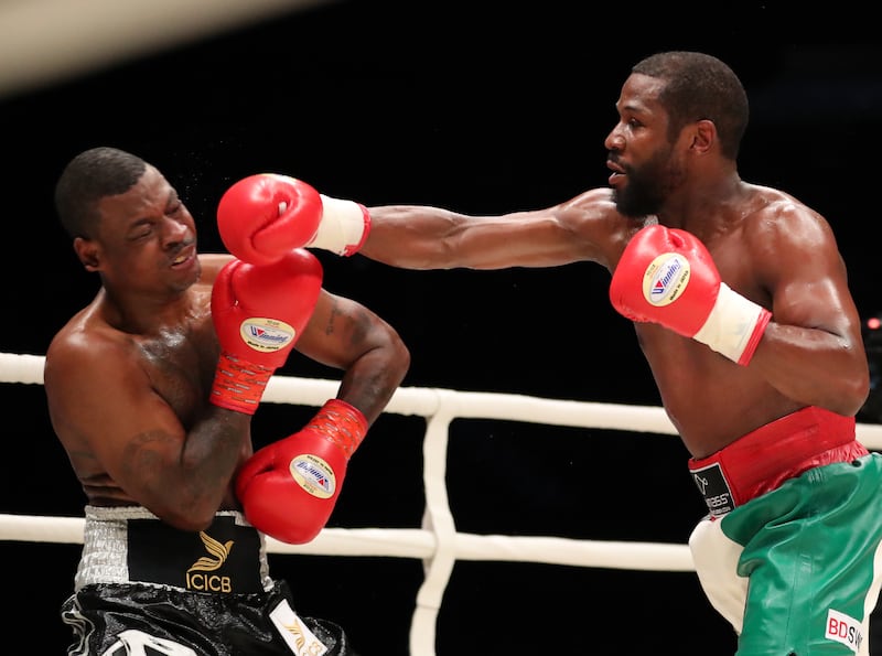 Floyd Mayweather throws a punch against Don Moore. Chris Whiteoak / The National