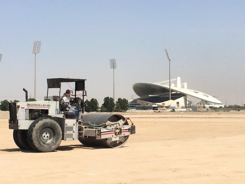 Sand cricket pitch at Zayed Cricket Stadium, Abu Dhabi
