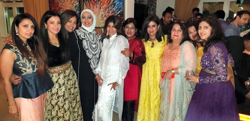Panna, in yellow, at a Diwali party in Dubai 