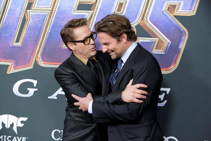 Robert Downey Jr and Bradley Cooper at the world premiere of 'Avengers: Endgame' at the Los Angeles Convention Center on April 22, 2019. Reuters