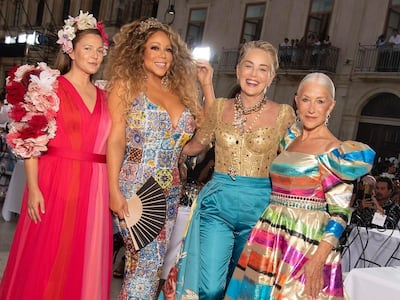 Drew Barrymore, Mariah Carey, Sharon Stone and Helen Mirren at the Dolce & Gabbana Alta Moda autumn/winter 2022 event at Siracusa in Sicily. Photo: Mariah Carey Instagram