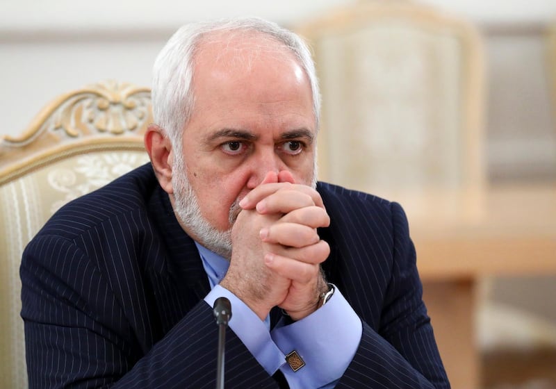 FILE - In this Jan. 26, 2021, file photo released by the Russian Foreign Ministry Press Service, Iranian Foreign Minister Mohammad Javad Zarif listens during the talks in Moscow, Russia. Iran's foreign minister apologized Sunday for recorded comments that were leaked to the public last week, creating a firestorm in Iran less than two months before presidential elections.(Russian Foreign Ministry Press Service via AP, File)