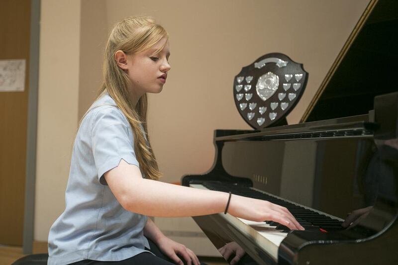 Anna Graham, 12 years old, recent winner of the Young Musicians of the Gulf competition. Mona Al Marzooqi / The National 



