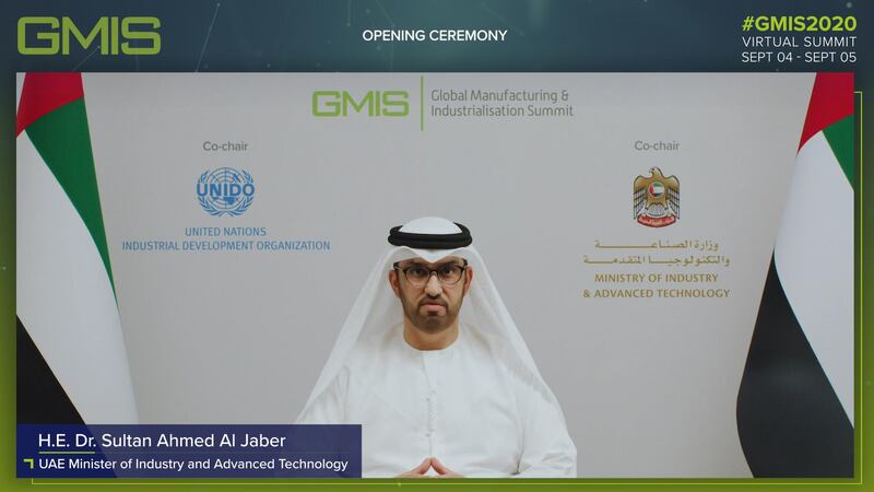 Dr. Sultan Ahmed Al-Jaber, Minister of Industry and Advanced Technology of the United Arab Emirates and Co-chair of GMIS