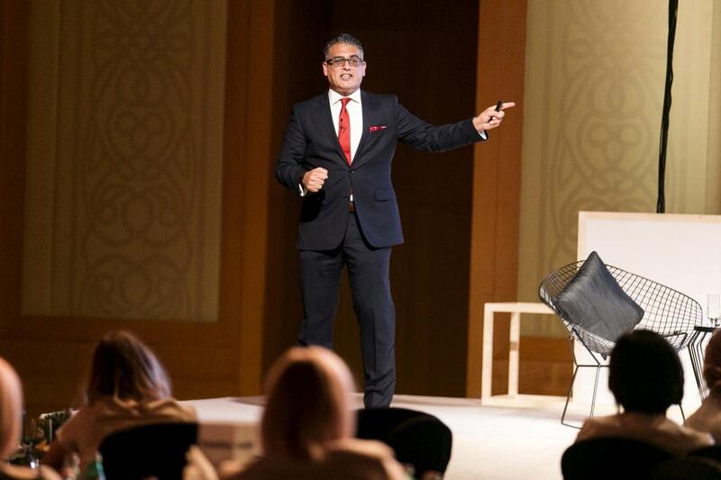 Edward Matti, the managing partner of CCM Consultancy, speaks about self-motivation at the 18th Global Women in Leadership conference. Reem Mohammed