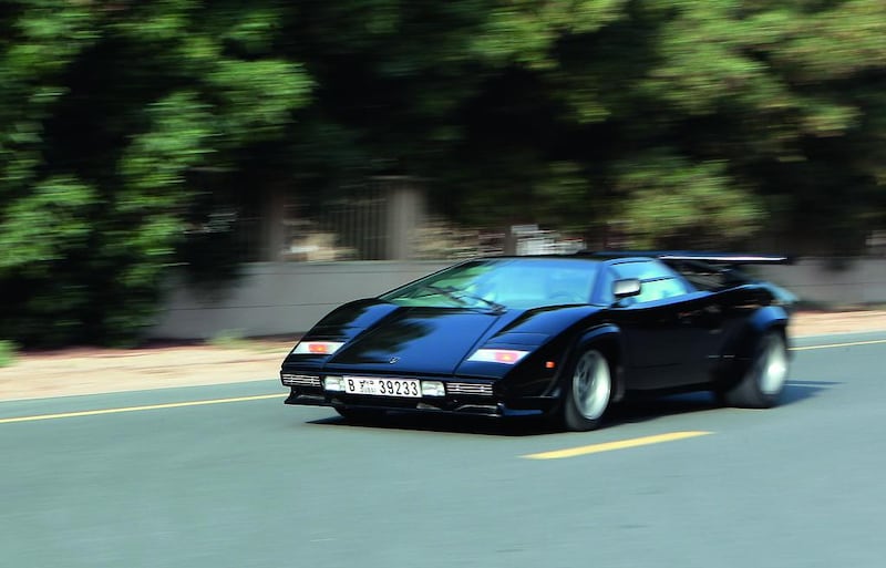 This black Lamborghini Countach LP 400S currently belongs to an owner who is based in Dubai. With its distinctive lines, the Countach came to define an era of plenty, after succeeding the Lamborghini Miura. Jeffrey E Biteng / The National