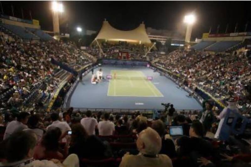 Large crowds gather for the finals at the Dubai Duty Free Tennis Championship on Saturday. Mike Young / The National