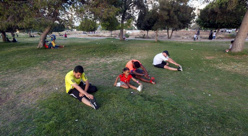 Libyans exercise at a designated park in the capital Tripoli. AFP