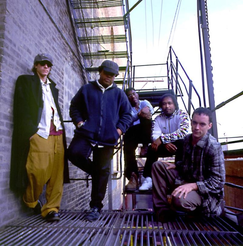 From left, band members Stefan Lessard, LeRoi Moore, Boyd Tinsley, Carter Beauford and Dave Matthews in Chicago in 1995. Paul Natkin / WireImage / Getty Images
