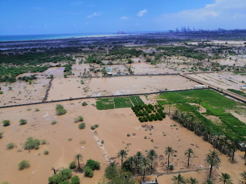 ‘Rainwater came all the way into our front room and kitchen. All our furniture on the ground floor is ruined. The whole street is flooded and we are afraid that the water is going to rise further,’ resident Sultan Al Mukheini, 34, told ‘The National’.