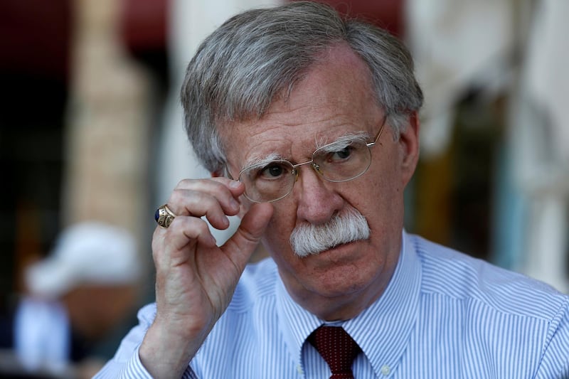 FILE PHOTO: U.S. National Security Advisor John Bolton speaks during an interview with Reuters in Jerusalem  August 21, 2018. REUTERS/RonenZvulun/File Photo
