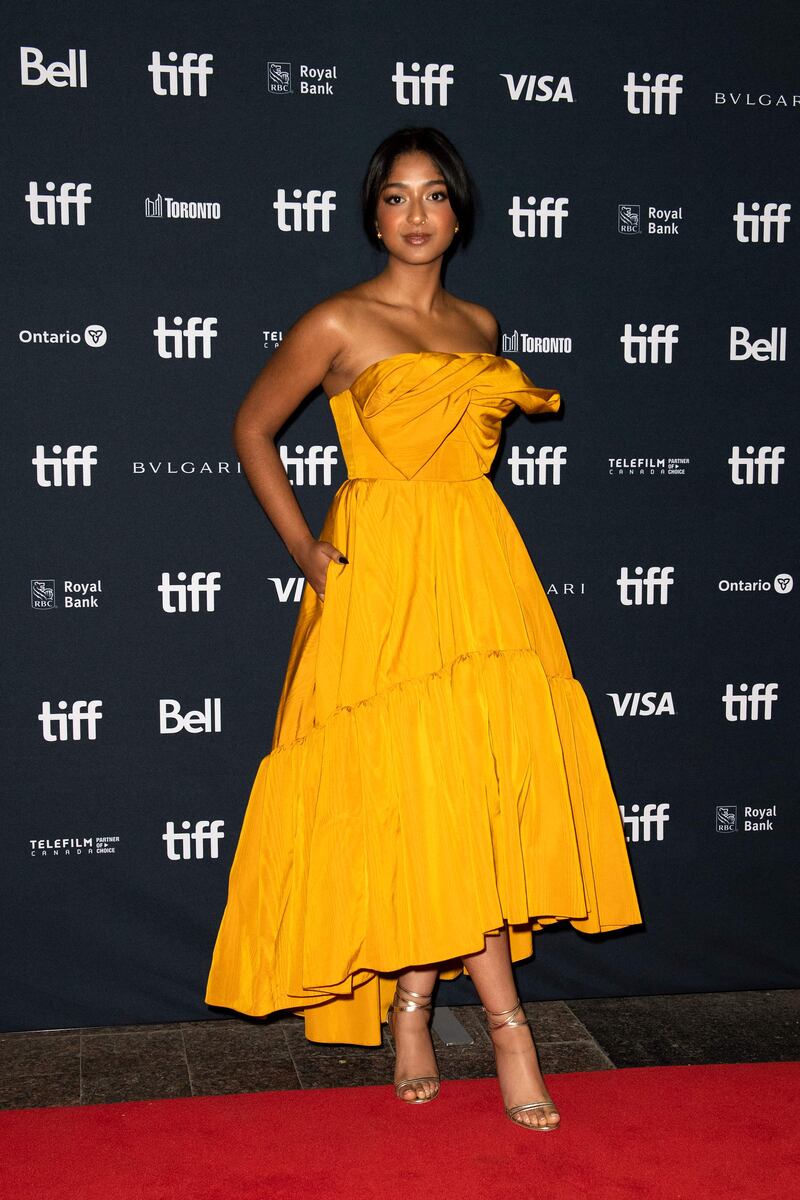 Canadian actress Maitreyi Ramakrishnan arrives for the premiere of 'The Fabelmans'. AFP