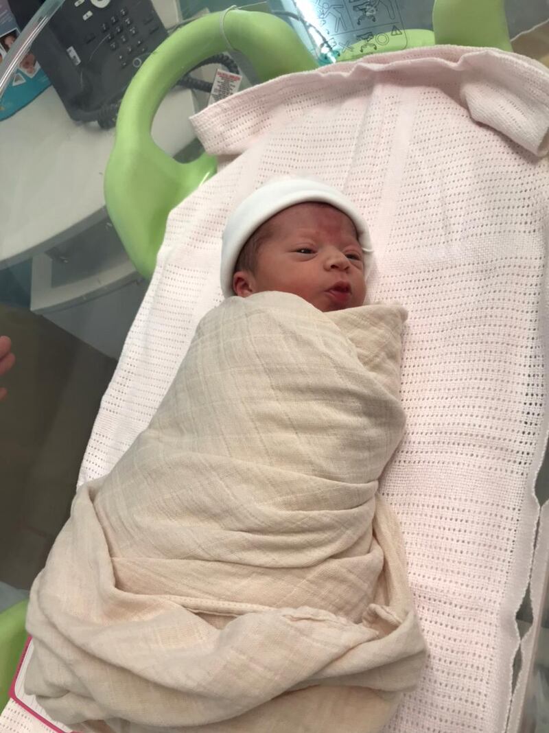 The first Eid Al Adha newborn at Danat Al Emarat Hospital in Abu Dhabi was to the Emirati family of Sultan Hasan, a daughter, Dana. Photos: Danat Al Emarat Hospital