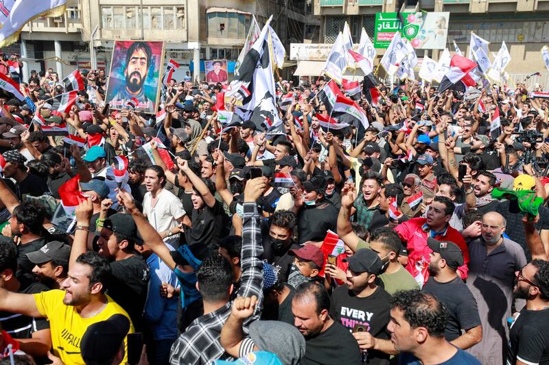 People were marking three years since anti-government protests swept through major cities in central and southern Iraq. AFP