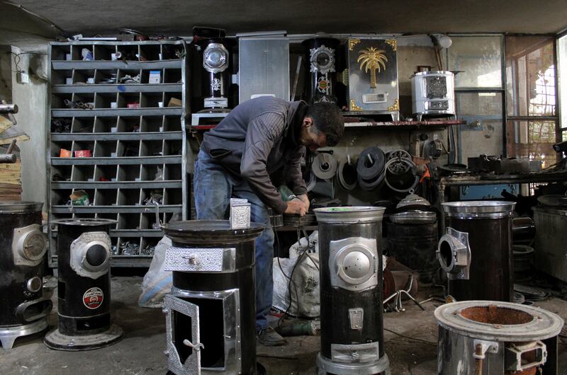 Abdullah Tuweit, who owns a workshop that produces heaters, began to convert them three years ago to allow them to run on more affordable husks and shells