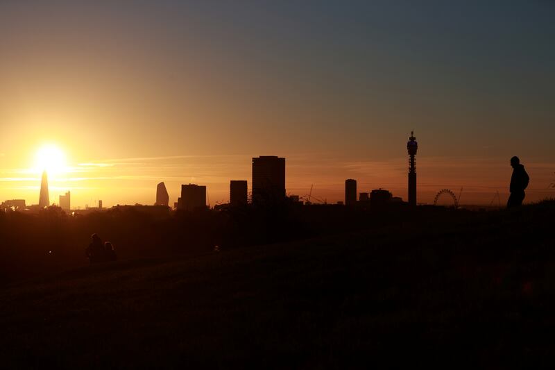 A spectacular sunrise over the London skyline on Wednesday, seen from Primrose Hill. Reuters