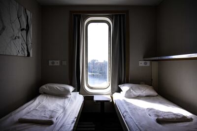 A sleeping cabin on the 'Silja Europa', which is moored at the quay in Velsen-Noord.  EPA