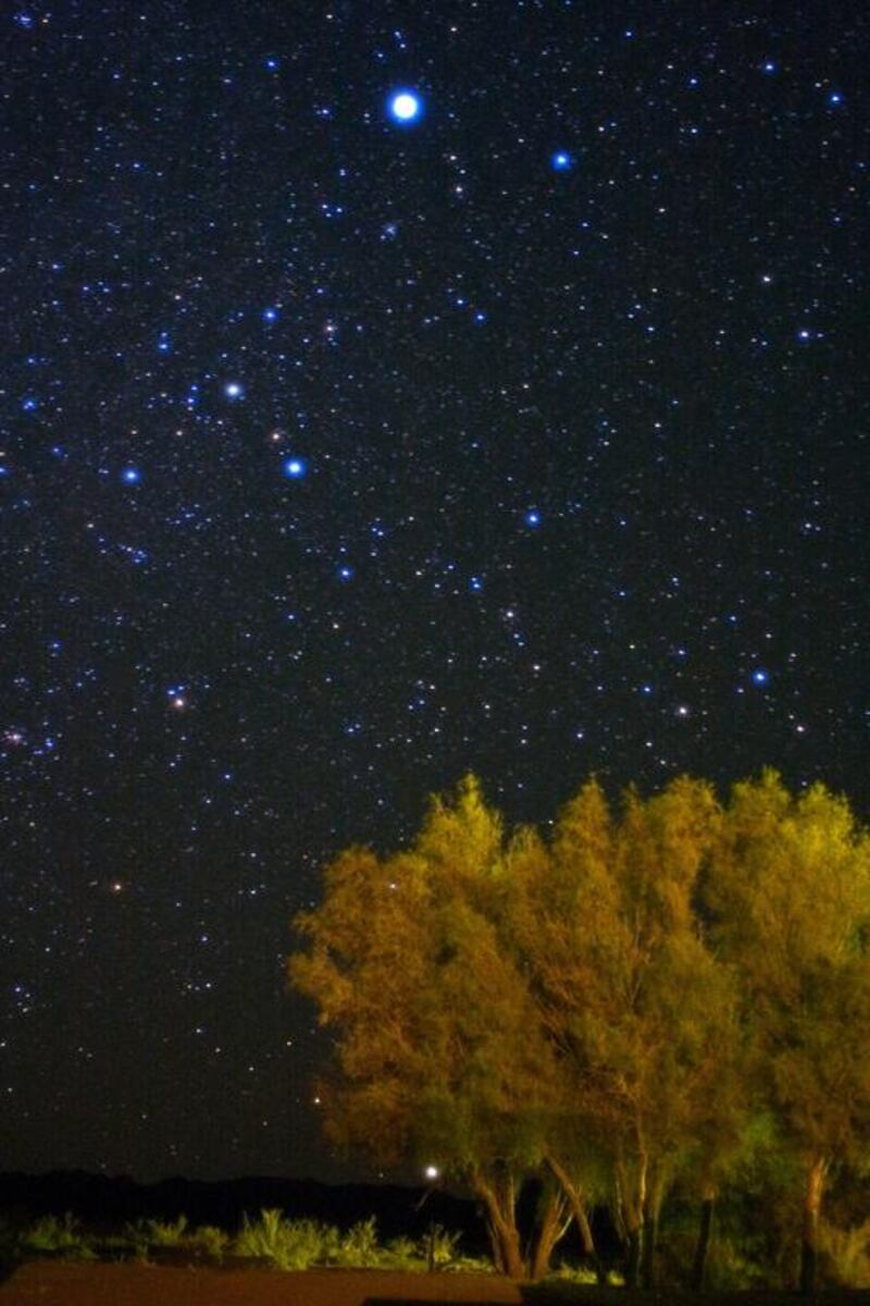 Sirius, top, and Canopus, also known as the Suhail star, seen at the horizon, are the two brightest stars in the night sky. iStockphoto.com