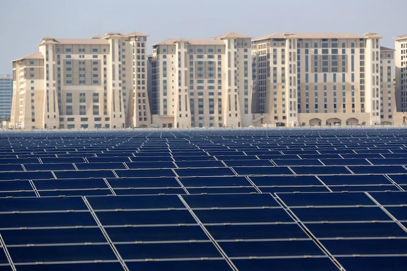 Meeting GCC targets for solar and other renewable energy could also create an average of 140,000 jobs a year, according to the International Renewable Energy Agency. Karim Sahib / AFP