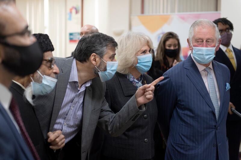 Prince Charles and Camilla during the visit. Getty Images