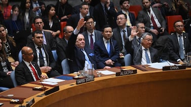 The UN Security Council votes on a resolution allowing Palestinian UN membership at United Nations headquarters in New York. AFP