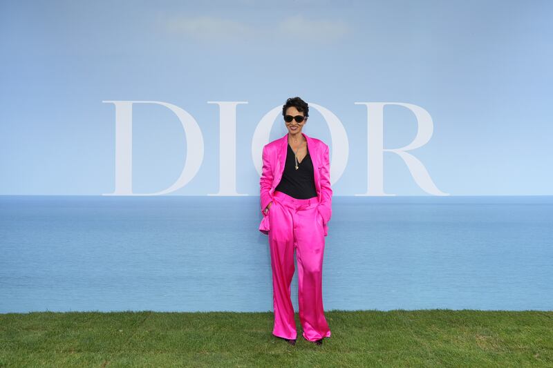 French filmmaker Farida Khelfa attends the Dior Homme photocall. Getty Images For Christian Dior