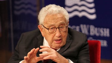 Dr Henry Kissinger speaks at the George W Bush Presidential Centre's 2019 Forum on Leadership in Dallas, Texas, in April 2019. Reuters