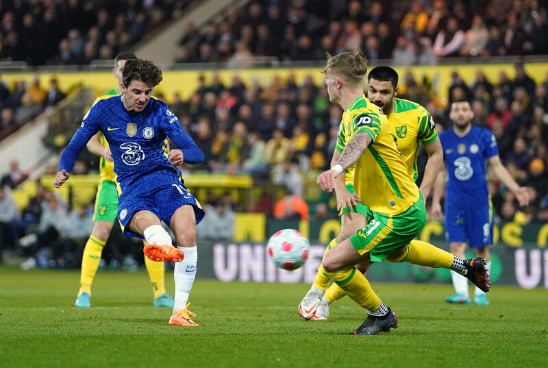 Mason Mount scores Chelsea's second goal. PA