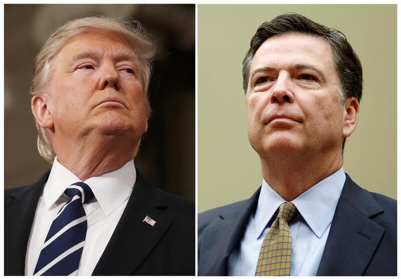 A combination photo shows US President Donald Trump, left, and former FBI director James Comey.   Jim Lo Scalzo, Gary Cameron / Reuters