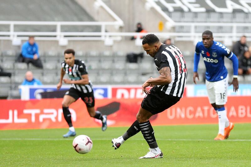 Newcastle's Callum Wilson scores the opener from the penalty spot. AFP