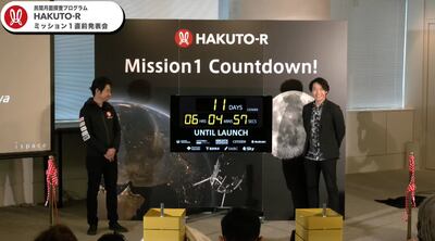 The countdown clock to the launch of the Hakuto-R Mission 1 lander, which will have the UAE's Rashid rover on board. Photo: ispace
