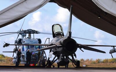 Danish aircraft near the site of a gas leak on the Nord Stream pipelines. EPA