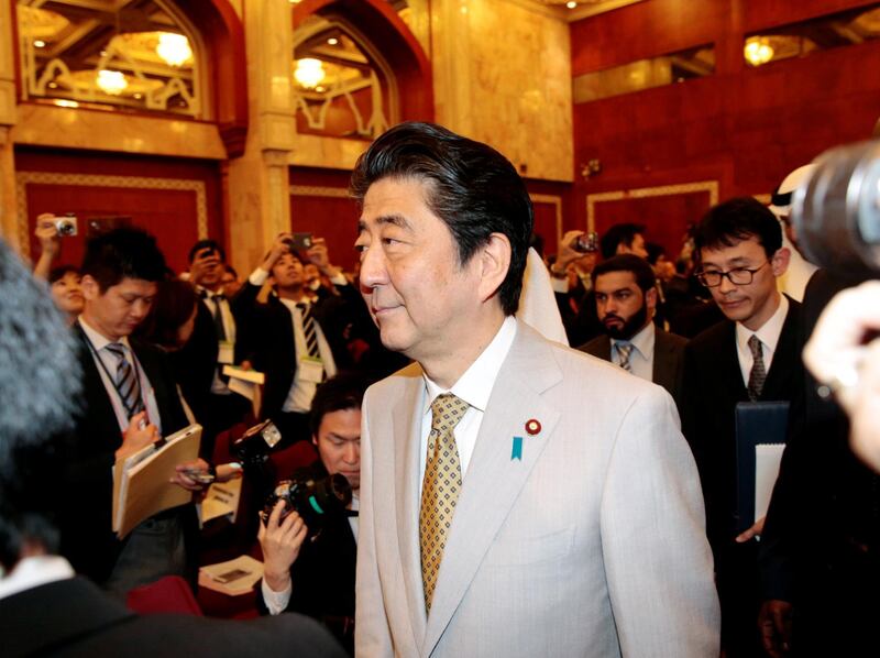 Japan's Prime Minister Shinzo Abe attends the Japan - UAE business forum in Abu Dhabi. Christopher Pike / Reuters