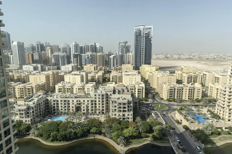 DUBAI, UNITED ARAB EMIRATES. 24 MAY 2018. Dubai Stock Photography. General image of high rise residential buildings in The Greens. (Photo: Antonie Robertson/The National) Journalist: None. Section: National.