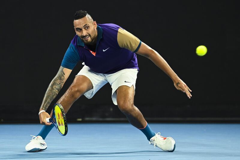 Nick Kyrgios in action during his match against Ugo Humbert. EPA
