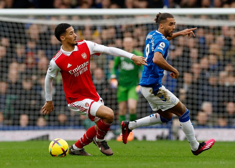 William Saliba - 6, Played a couple of poor passes and had moments where Calvert-Lewin made him uncomfortable, but blocked a threatening shot from McNeil, then did brilliantly to deny Onana a clear header at the back post.

Action Images
