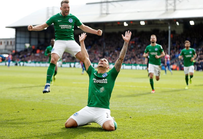 Right midfield: Anthony Knockaert (Brighton) – The winger might have been sent off in the first minute against Crystal Palace but went on to score a spectacular winner.
Action Images via Reuters