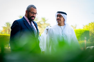 Sheikh Abdullah bin Zayed, UAE Minister of Foreign Affairs, recently received his British counterpart James Cleverly in Abu Dhabi. Photo: Wam
