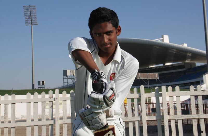 Jonathan Figy, the left-handed opening batsman from Abu Dhabi Indian School. Photo by Amith Passela.